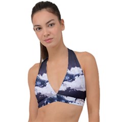 Blue Whale Dream Halter Plunge Bikini Top by goljakoff