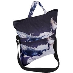 Blue Whale Dream Fold Over Handle Tote Bag by goljakoff