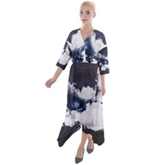 Blue Whale Dream Quarter Sleeve Wrap Front Maxi Dress by goljakoff