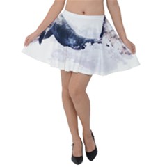 Blue Whale Dream Velvet Skater Skirt by goljakoff