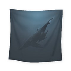 Blue Whale Family Square Tapestry (small) by goljakoff