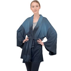 Blue Whale Family Long Sleeve Velvet Kimono  by goljakoff