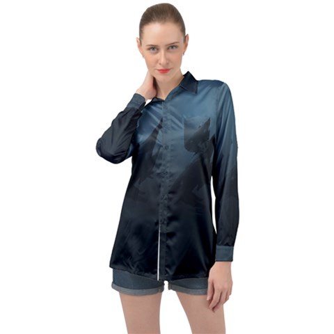 Blue Whale Family Long Sleeve Satin Shirt by goljakoff