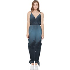 Blue Whale Family Sleeveless Tie Ankle Jumpsuit by goljakoff