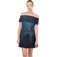 Whales Family Off Shoulder Chiffon Dress by goljakoff