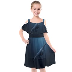 Whales Family Kids  Cut Out Shoulders Chiffon Dress by goljakoff