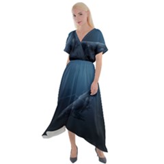 Whales Family Cross Front Sharkbite Hem Maxi Dress by goljakoff