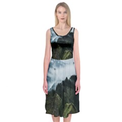 Mountain Landscape Midi Sleeveless Dress by goljakoff