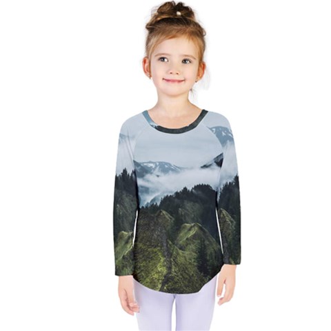 Mountain Landscape Kids  Long Sleeve Tee by goljakoff