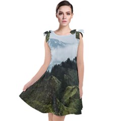 Mountain Landscape Tie Up Tunic Dress by goljakoff