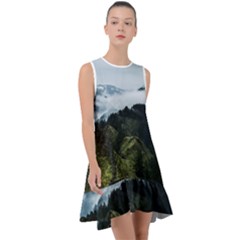 Mountain Landscape Frill Swing Dress