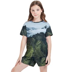 Mountain Landscape Kids  Tee And Sports Shorts Set by goljakoff