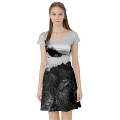 Whale In Clouds Short Sleeve Skater Dress by goljakoff