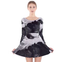 Whale In Clouds Long Sleeve Velvet Skater Dress by goljakoff