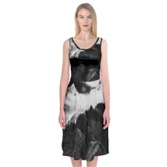 Whale In Clouds Midi Sleeveless Dress by goljakoff