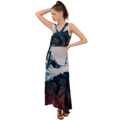 Dream Whale V-neck Chiffon Maxi Dress by goljakoff