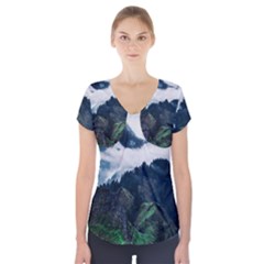 Blue Whales Dream Short Sleeve Front Detail Top by goljakoff