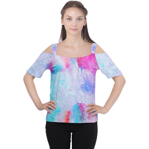 Rainbow Paint Cutout Shoulder Tee by goljakoff