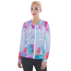 Rainbow paint Velvet Zip Up Jacket