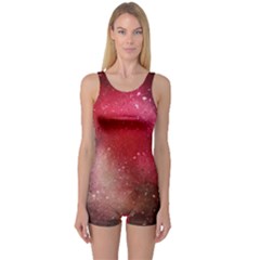 Red Galaxy Paint One Piece Boyleg Swimsuit