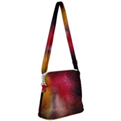 Red Galaxy Paint Zipper Messenger Bag by goljakoff