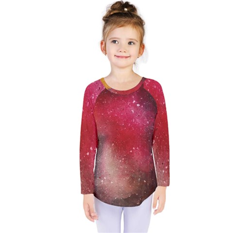 Red Galaxy Paint Kids  Long Sleeve Tee by goljakoff