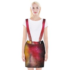 Red Galaxy Paint Braces Suspender Skirt by goljakoff