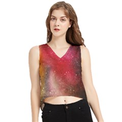 Red Galaxy Paint V-neck Cropped Tank Top by goljakoff