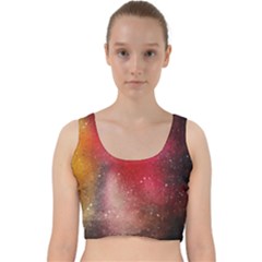 Red Galaxy Paint Velvet Racer Back Crop Top by goljakoff