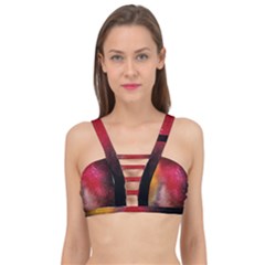 Red Galaxy Paint Cage Up Bikini Top