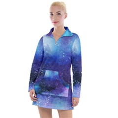 Blue Space Paint Women s Long Sleeve Casual Dress by goljakoff