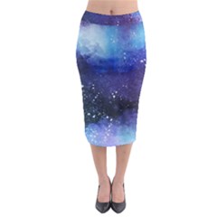 Blue Space Paint Midi Pencil Skirt by goljakoff