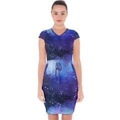 Blue Space Paint Capsleeve Drawstring Dress  by goljakoff