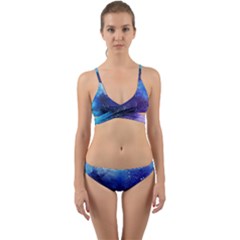 Blue Space Paint Wrap Around Bikini Set by goljakoff