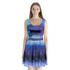 Blue Space Paint Split Back Mini Dress  by goljakoff