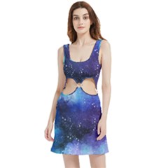 Blue Space Paint Velvet Cutout Dress by goljakoff