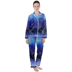 Blue Space Paint Satin Long Sleeve Pajamas Set by goljakoff