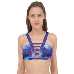 Blue Space Paint Cage Up Bikini Top by goljakoff