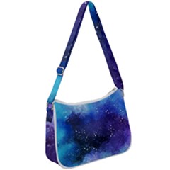 Blue Space Paint Zip Up Shoulder Bag by goljakoff