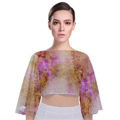 Golden Paint Tie Back Butterfly Sleeve Chiffon Top by goljakoff