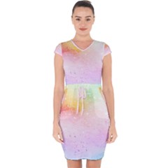 Rainbow Splashes Capsleeve Drawstring Dress  by goljakoff