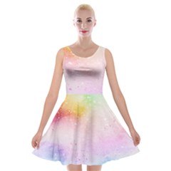Rainbow Splashes Velvet Skater Dress by goljakoff