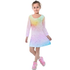 Rainbow Splashes Kids  Long Sleeve Velvet Dress