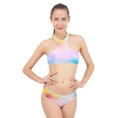 Rainbow Splashes High Neck Bikini Set by goljakoff