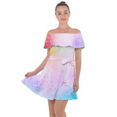 Rainbow Splashes Off Shoulder Velour Dress by goljakoff