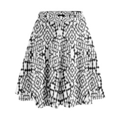 Modern Black And White Geometric Print High Waist Skirt by dflcprintsclothing