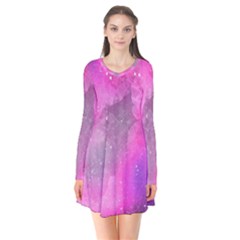 Purple Space Long Sleeve V-neck Flare Dress by goljakoff