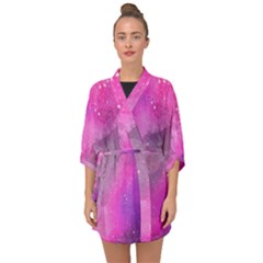 Purple Space Half Sleeve Chiffon Kimono by goljakoff