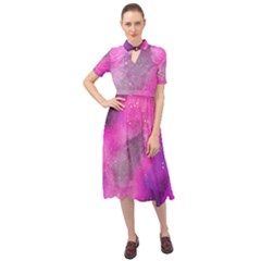 Purple Space Keyhole Neckline Chiffon Dress by goljakoff