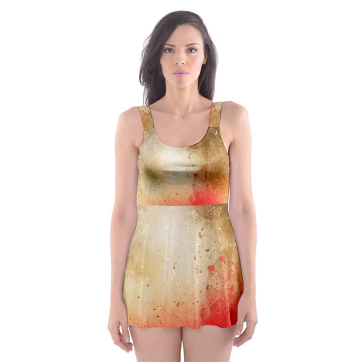 Golden paint Skater Dress Swimsuit